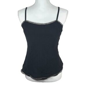 VTG GAP Tank Top Black Silk Lace Double Layer Fairy Y2K Whimsigoth Romantic Sz M